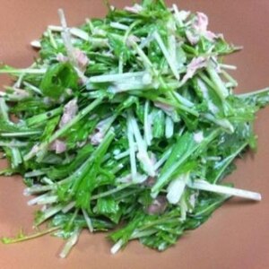 レンジでツナ・水菜サラダ…ごま油風味